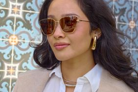 woman wearing anthropologie sunglasses