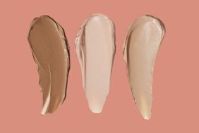 Three swatches of different shades of foundation 