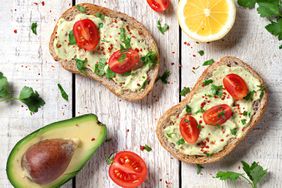 Healthy whole grain bread with avocado