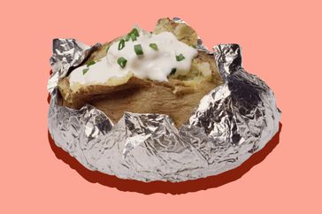 baked potato in tin foil