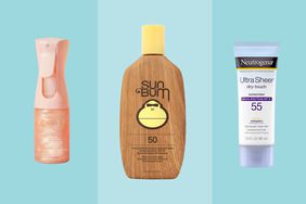 Best body sunscreens on blue background