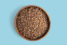 Buckwheat in a wooden bowl