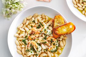 Buttery Shrimp With Marinated White Beans