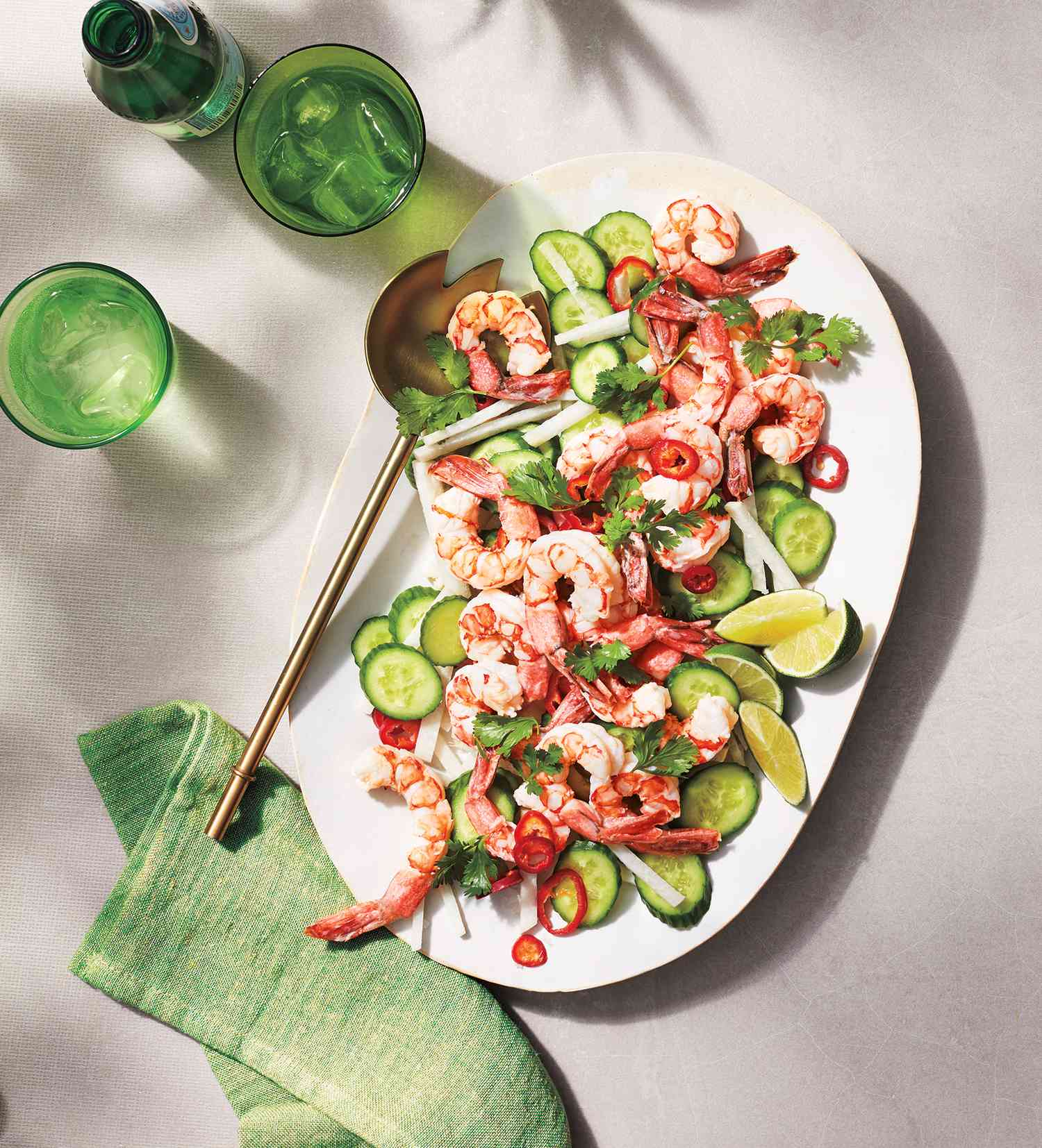 Coconut-Marinated Shrimp With Cucumber and Jicama