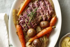 Corned Beef and Cabbage on a Large Plate With Carrots and Potatoes