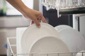 White dishes in Dishwashing machine