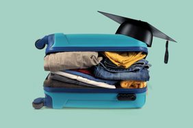 suitcase with graduation cap