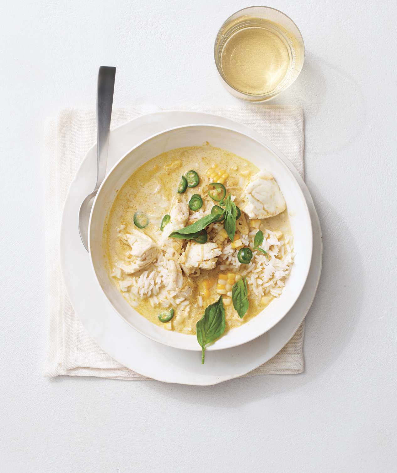 Green Curry with Halibut and Corn