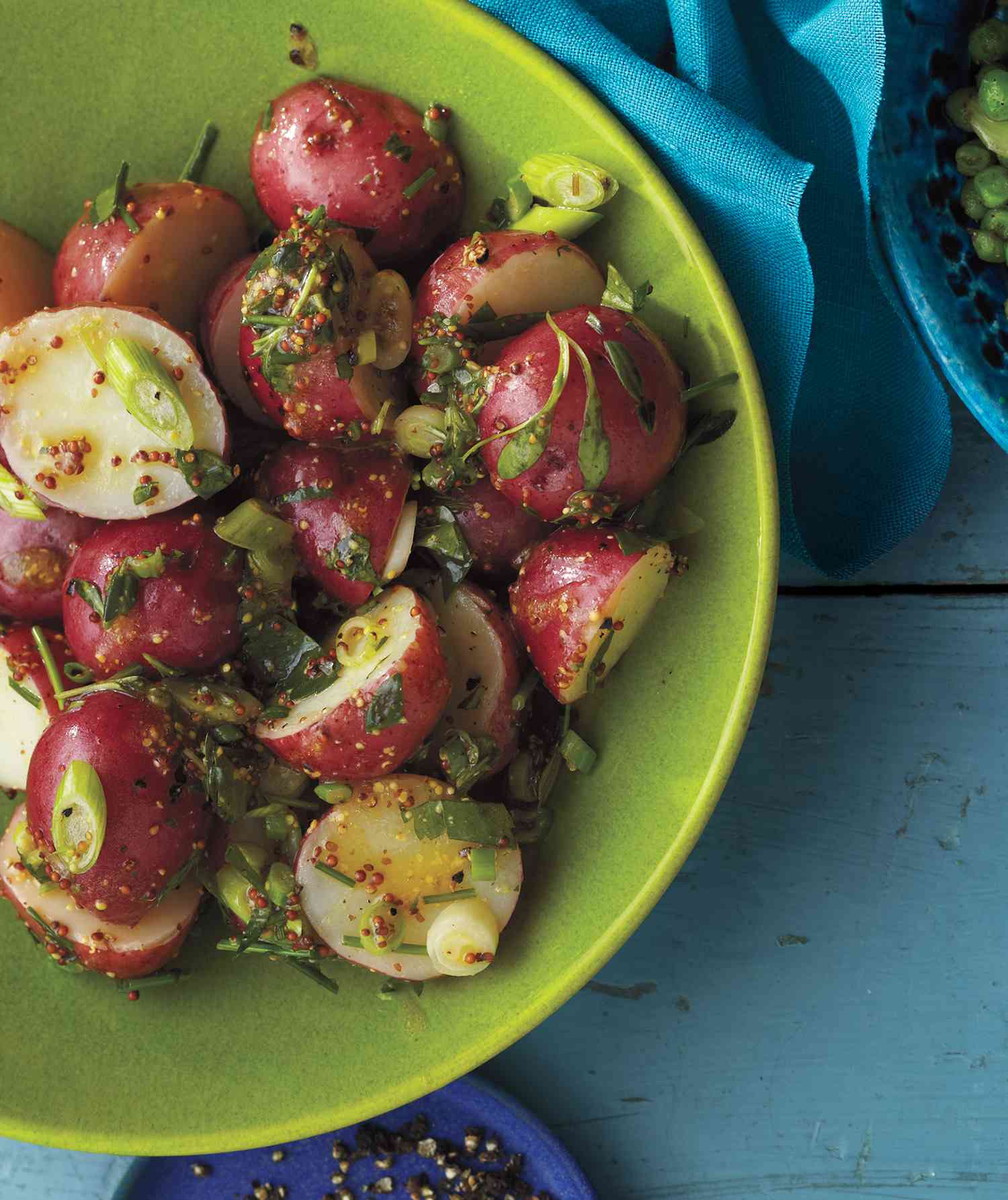 Herb Potato Salad Served in a Green Bowl