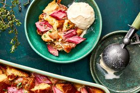 Lemon-Thyme Rhubarb Bread Pudding