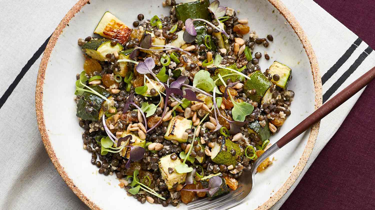 Superfood lentil salad served on a plate