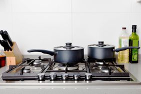 Pots on stovetop in kitchen