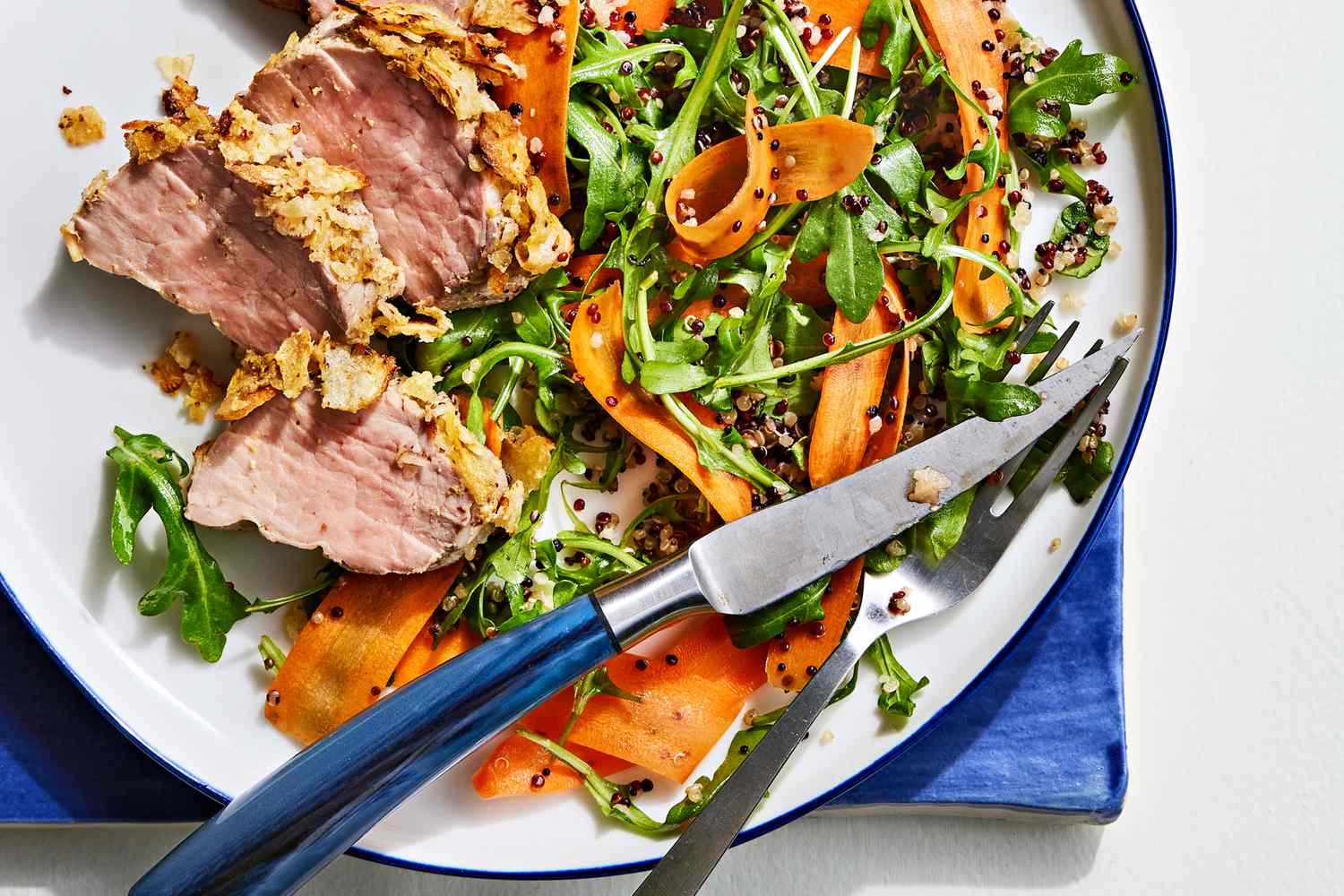 Potato-Chip-Crusted Pork With Carrot-Quinoa Salad