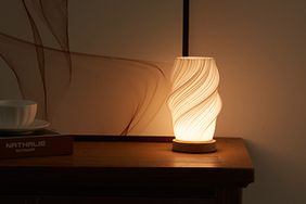 Dawnwake Bedside Lamp with Wood Base 