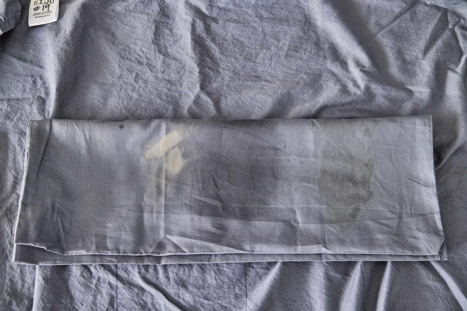 Multiple stains on the Sijo Home Organic Percale Cotton CrispCool Cotton Sheet Set