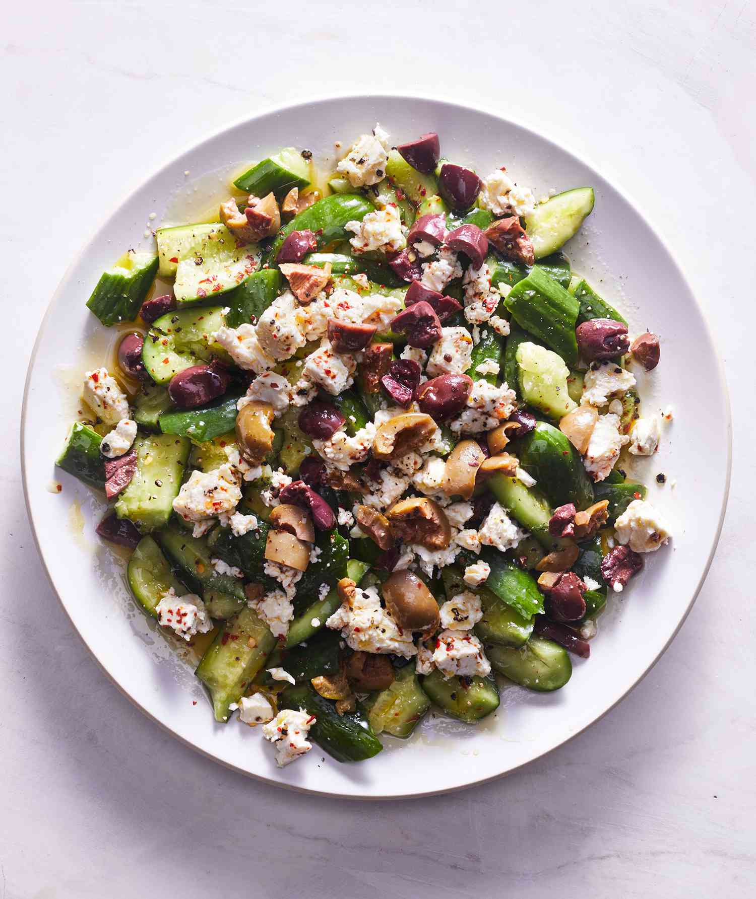 Smashed Cucumber Salad With Spicy Feta and Olives