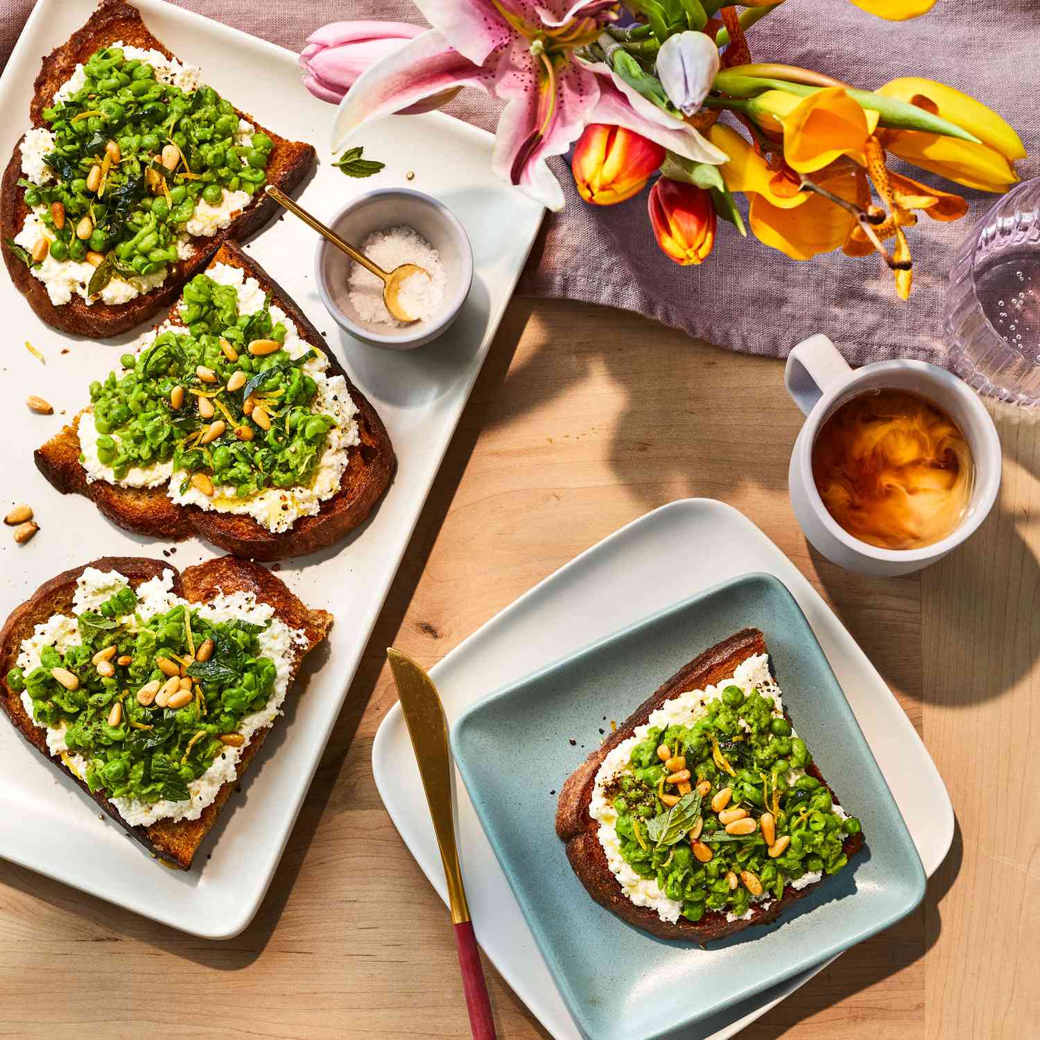 Smashed Pea and Ricotta Toasts