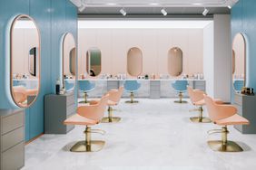 Interior of an empty, retro styled beauty salon.