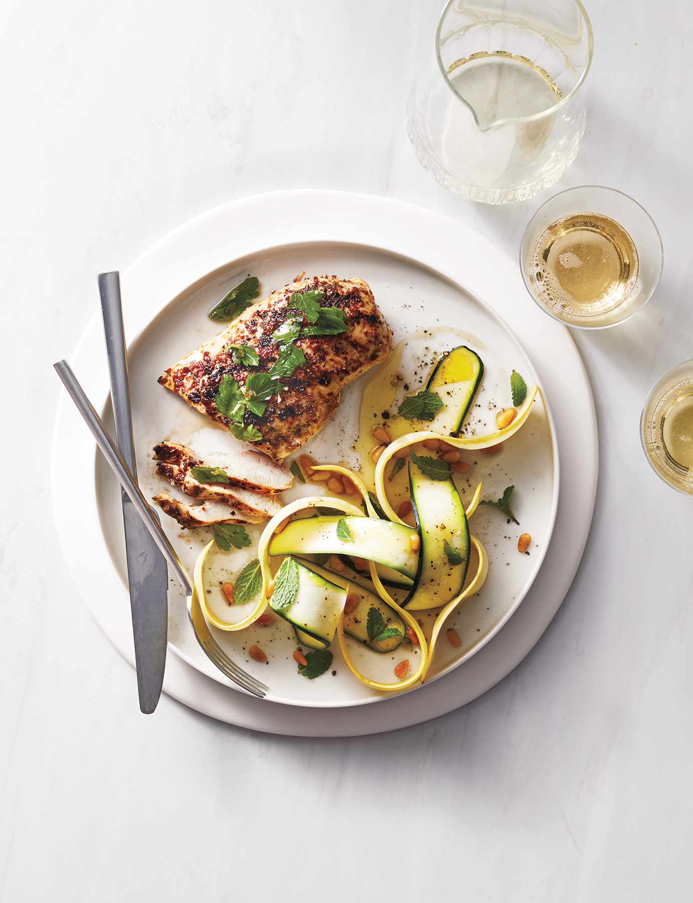 Spicy Grilled Chicken With Shaved Zucchini Salad