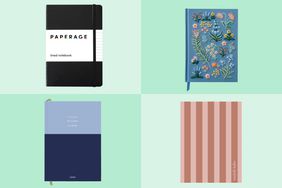 A collage of journals we recommend on a colorful background