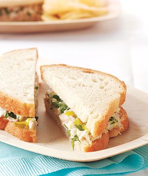 A pickled tuna-salad sandwich served on a plate.