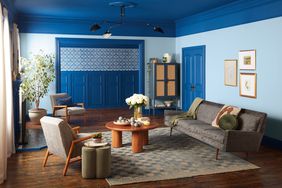 living room with blue paint