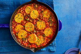 Skillet Polenta in Creamy Tomato Sauce, an easy vegetarian recipe