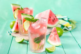 Watermelon lemonade with lime and mint