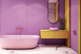 purple and yellow bathroom