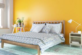 Worst paint colors for relaxation, golden yellow paint on bedroom wall